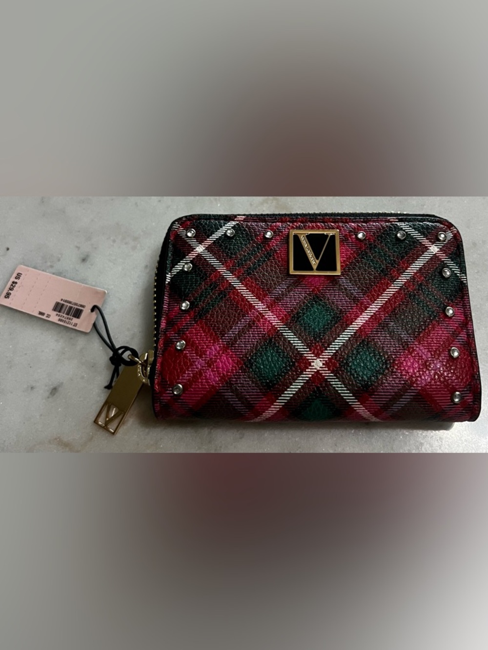 VICTORIA'S SECRET Plaid Tarten Small Zipper Wallet Credit Card Coin Holder NWT
